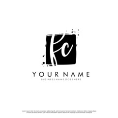 F C FC initial square logo template vector