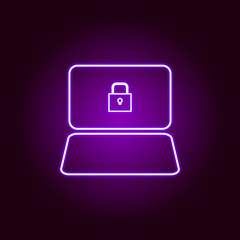 Hacker, antivirus icon in neon style. Can be used for web, logo, mobile app, UI, UX