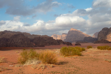 Wadi rum desert landscape in Jordan.