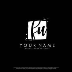 F U FU initial square logo template vector