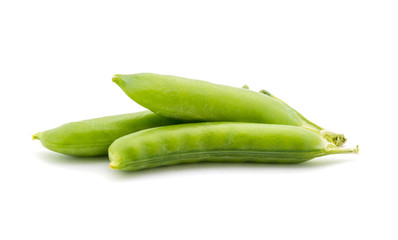 Photo of green peas isolated on white background