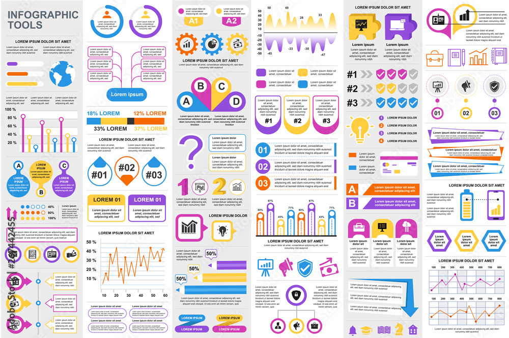 Fototapete infographic elements data visualization vector design template. can be used for steps, options, busi