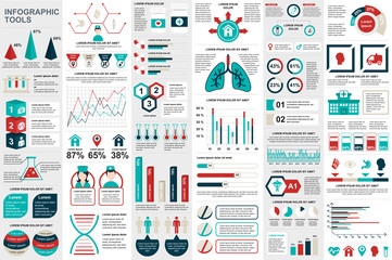 Medical infographic elements data visualization vector design template. Can be used for steps, options, workflow, diagram, flowchart concept, timeline, healthcare icons, research, info graphics.