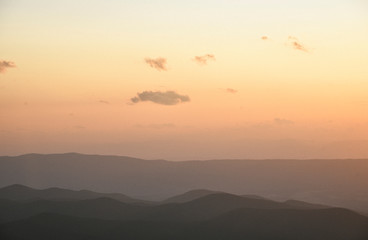 Sunset View in Shenandoah National Park in Virginia in Summer