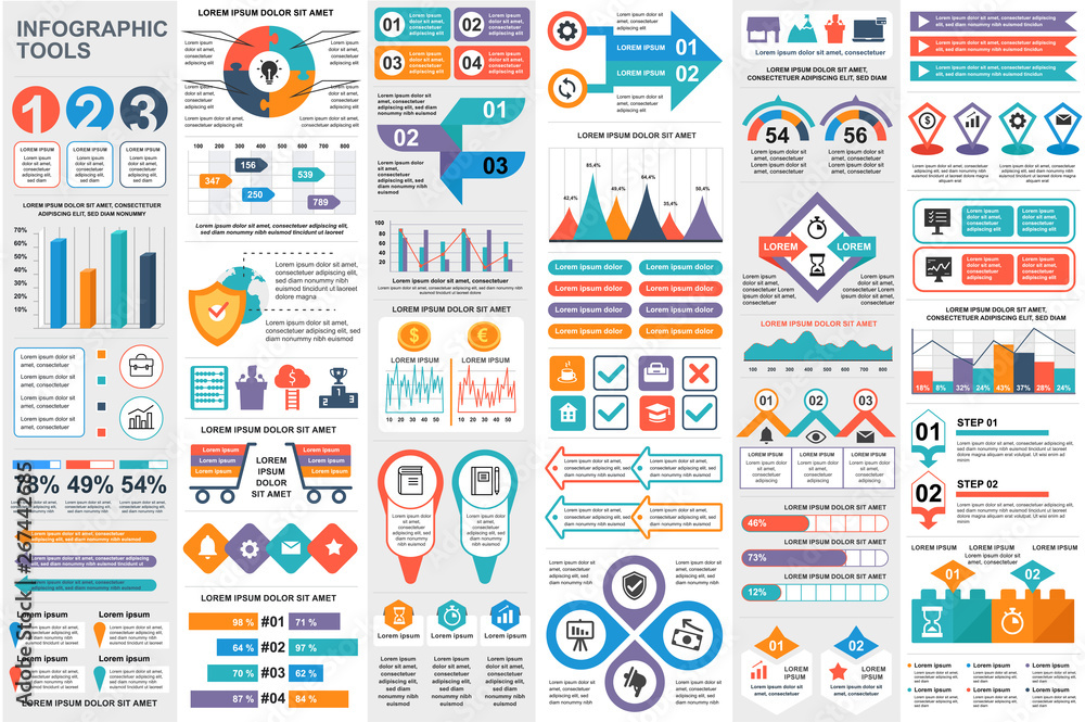 Fototapete infographic elements data visualization vector design template. can be used for steps, options, busi