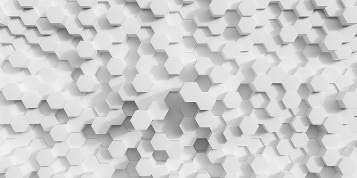 Geometric  white hexagon art