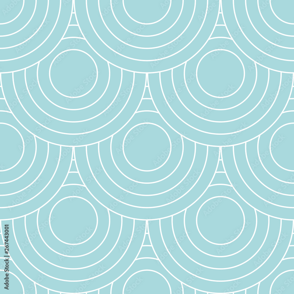 Poster Abstract retro pattern of geometric shapes. Neutral  mosaic backdrop. Geometric wave of circles  background, vector