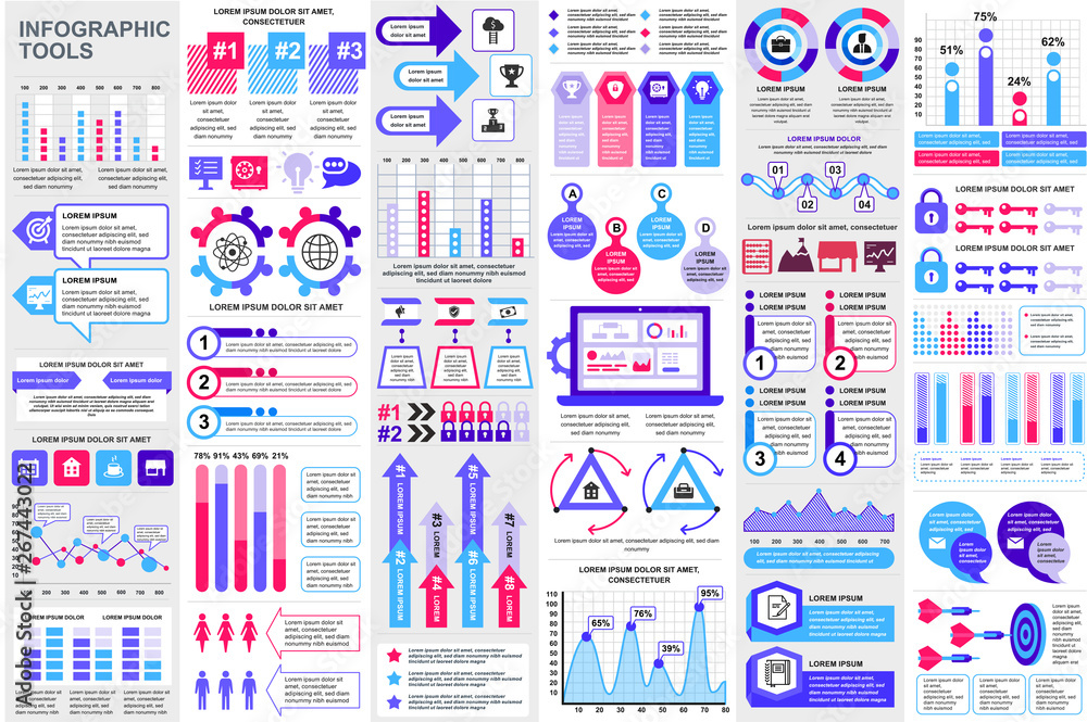 Fototapete infographic elements data visualization vector design template. can be used for steps, options, busi