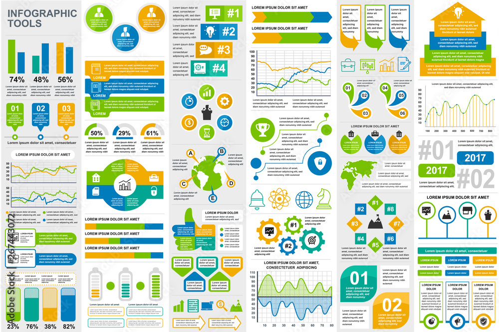 Fototapete infographic elements data visualization vector design template. can be used for steps, options, busi