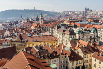 Fototapeta na wymiar Panoramic view of Prague - rooftops