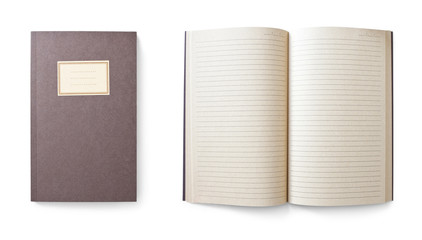 notebook isolated on white background, saved clipping path included