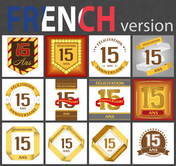 French set of number 15 templates