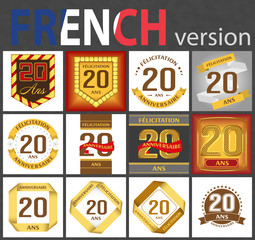 French set of number 20 templates