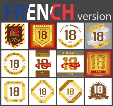 French set of number 18 templates