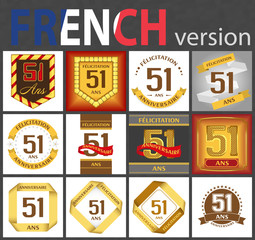 French set of number 51 templates