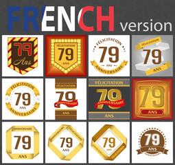 French set of number 79 templates
