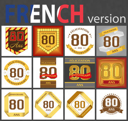 French set of number 80 templates