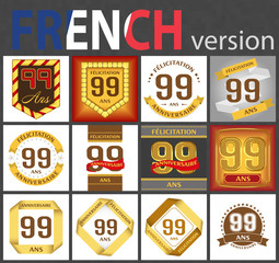 French set of number 99 templates