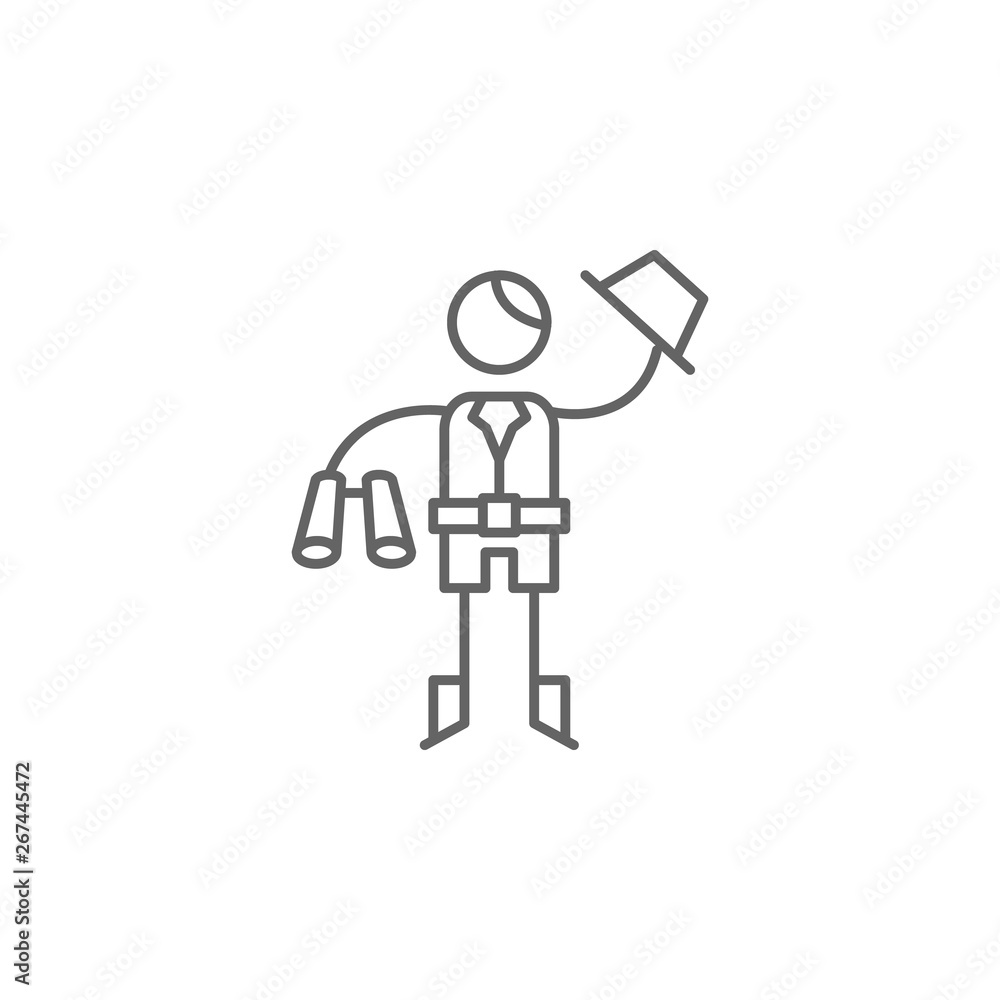 Poster explorer, binocular icon. element of adventure icon. thin line icon for website design and developme