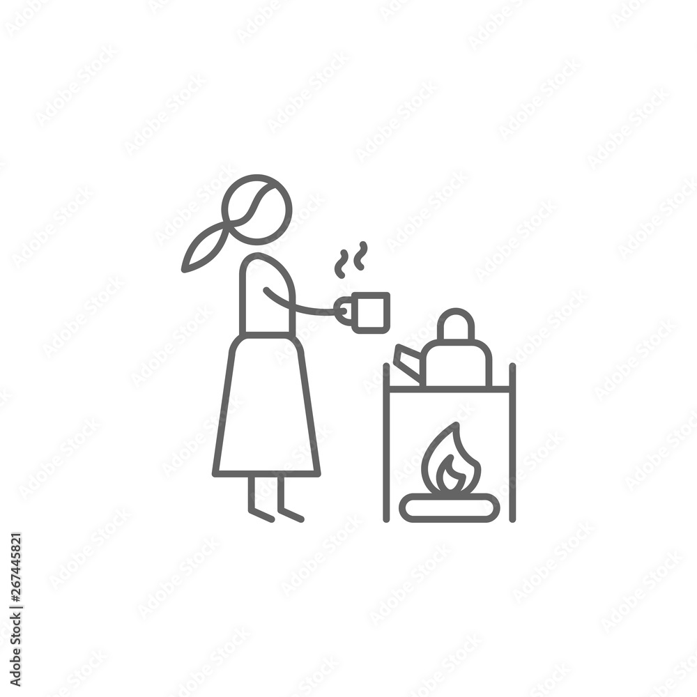 Poster kettle, adventure icon. element of adventure icon. thin line icon for website design and development