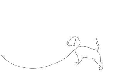 Beagle dog silhouette line drawing vector illustration