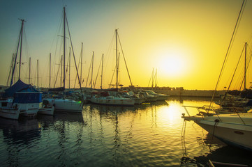 Evening Jaffa old port at sunset of the day. Tel Aviv Yafo Israel
