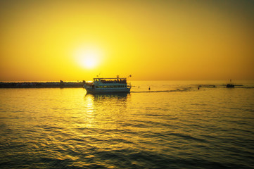 Fototapeta na wymiar Evening Jaffa old port at sunset of the day. Tel Aviv Yafo Israel