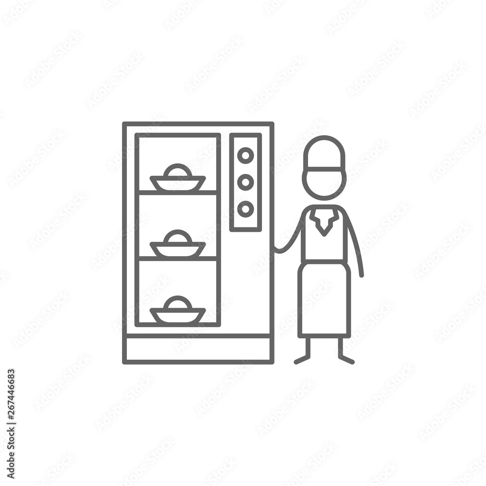 Poster vending machine, waiter icon. element of restaurant icon. thin line icon for website design and deve