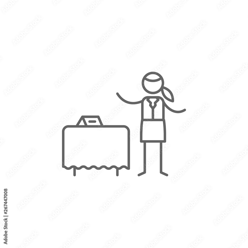 Poster table reservation, waitress icon. element of restaurant icon. thin line icon for website design and 