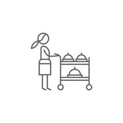 Serving cart, waitress icon. Element of restaurant icon. Thin line icon for website design and development, app development. Premium icon