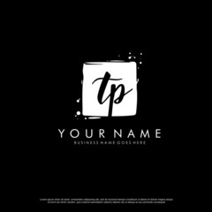 T P TP initial square logo template vector