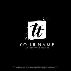 T TT initial square logo template vector