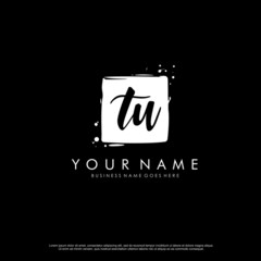 T U TU initial square logo template vector