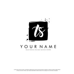 T S TS initial square logo template vector