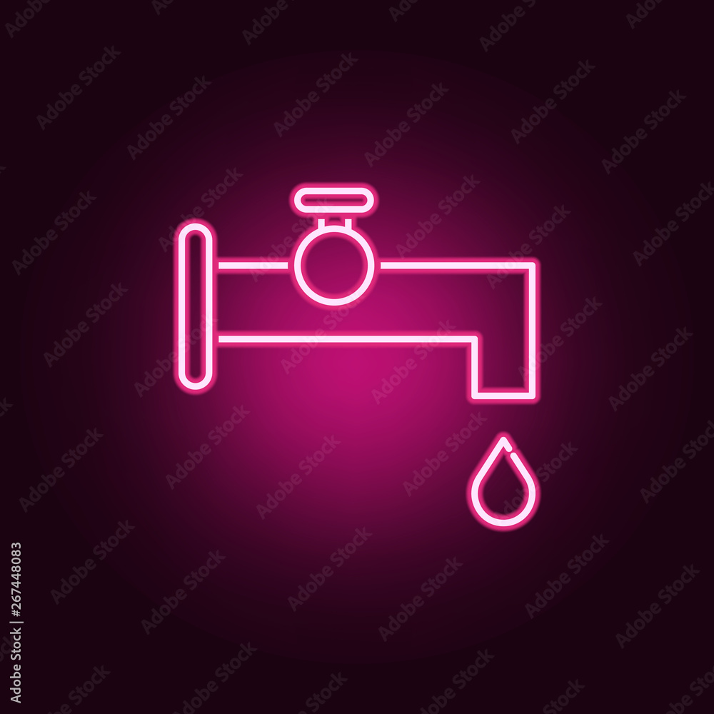 Aufkleber eco dripping tap with drop neon icon. elements of ecology set. simple icon for websites, web design,