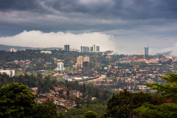 Fototapeta na wymiar Kigali city centre skyline and surrounding areas