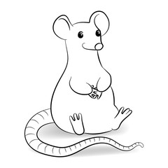 Vector illustration with cute Rat. Coloring page for children.