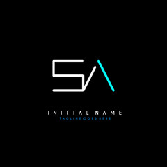 Initial S A SA minimalist modern logo identity vector - obrazy, fototapety, plakaty