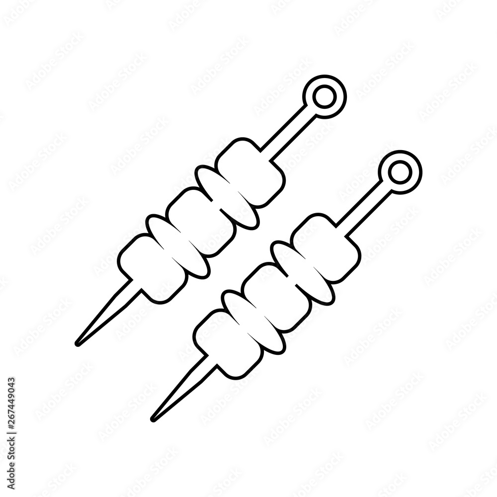 Aufkleber shish kebab on skewers icon. element of eating for mobile concept and web apps icon. outline, thin l