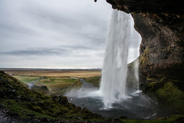 waterfall at sunset