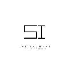 Initial S I SI minimalist modern logo identity vector