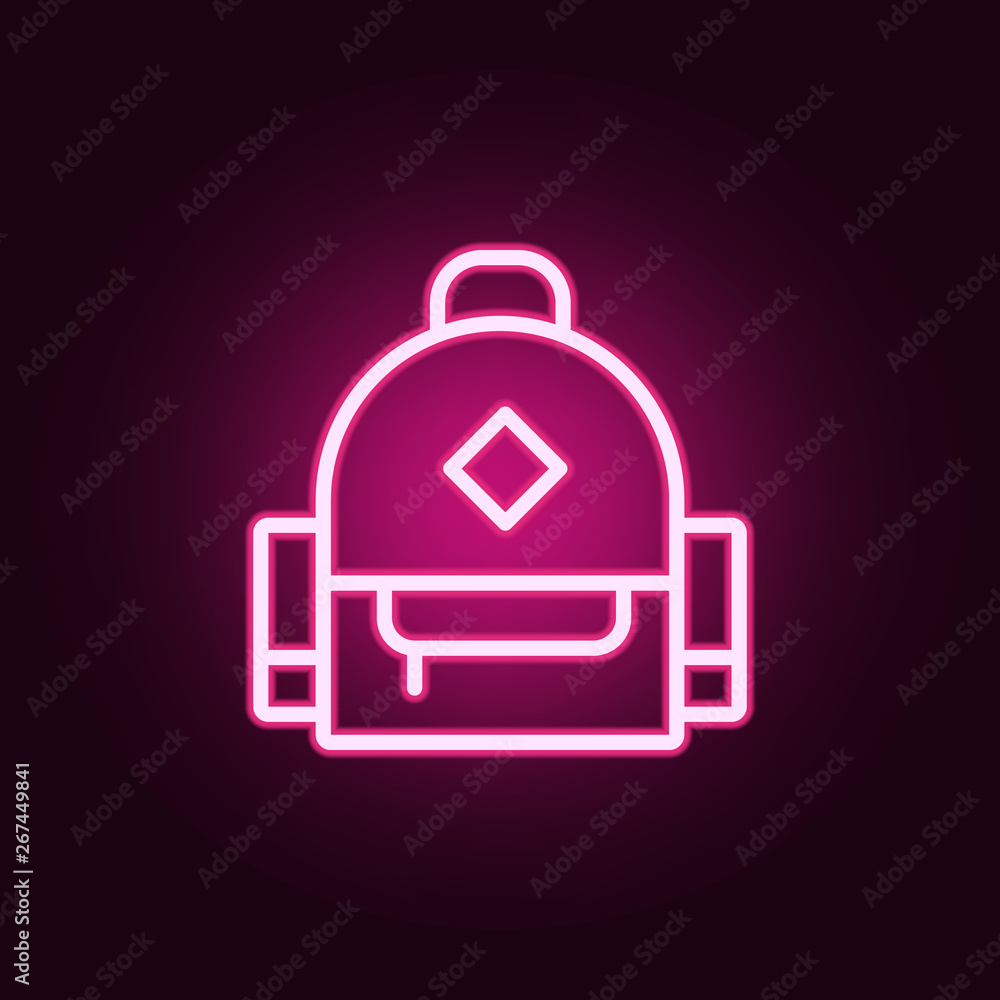 Poster backpack line neon icon. elements of education set. simple icon for websites, web design, mobile app