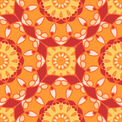 Abstract floral seamless pattern. Lacy mandala background.