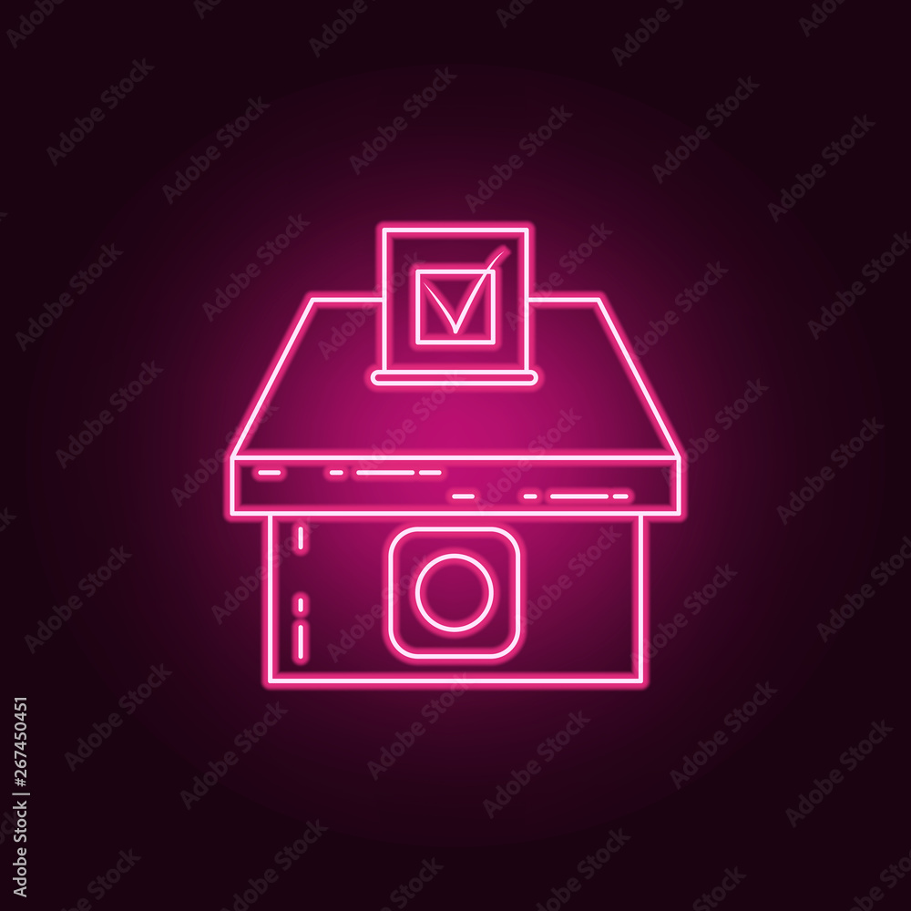 Poster ballot box neon icon. elements of election set. simple icon for websites, web design, mobile app, in