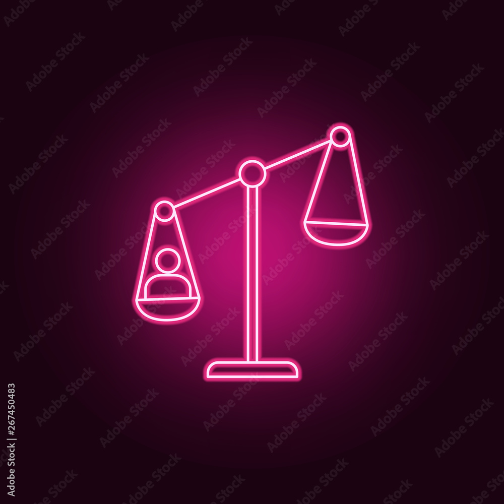 Poster man on the scales neon icon. elements of election set. simple icon for websites, web design, mobile 