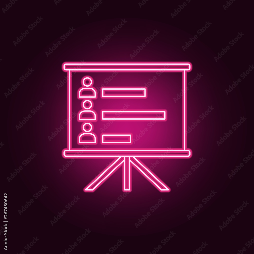 Poster board with voters neon icon. elements of election set. simple icon for websites, web design, mobile 