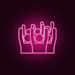 Obraz premium People with arms raised neon icon. Elements of election set. Simple icon for websites, web design, mobile app, info graphics