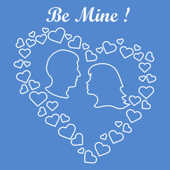 men and women in hearts. Be Mine. Valentine's Day