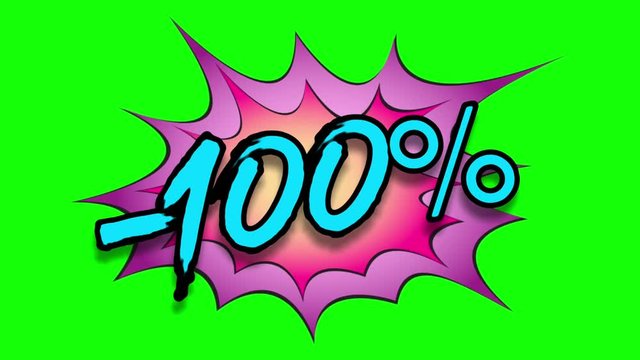 Comic art 100% sale percentage burst with chroma key