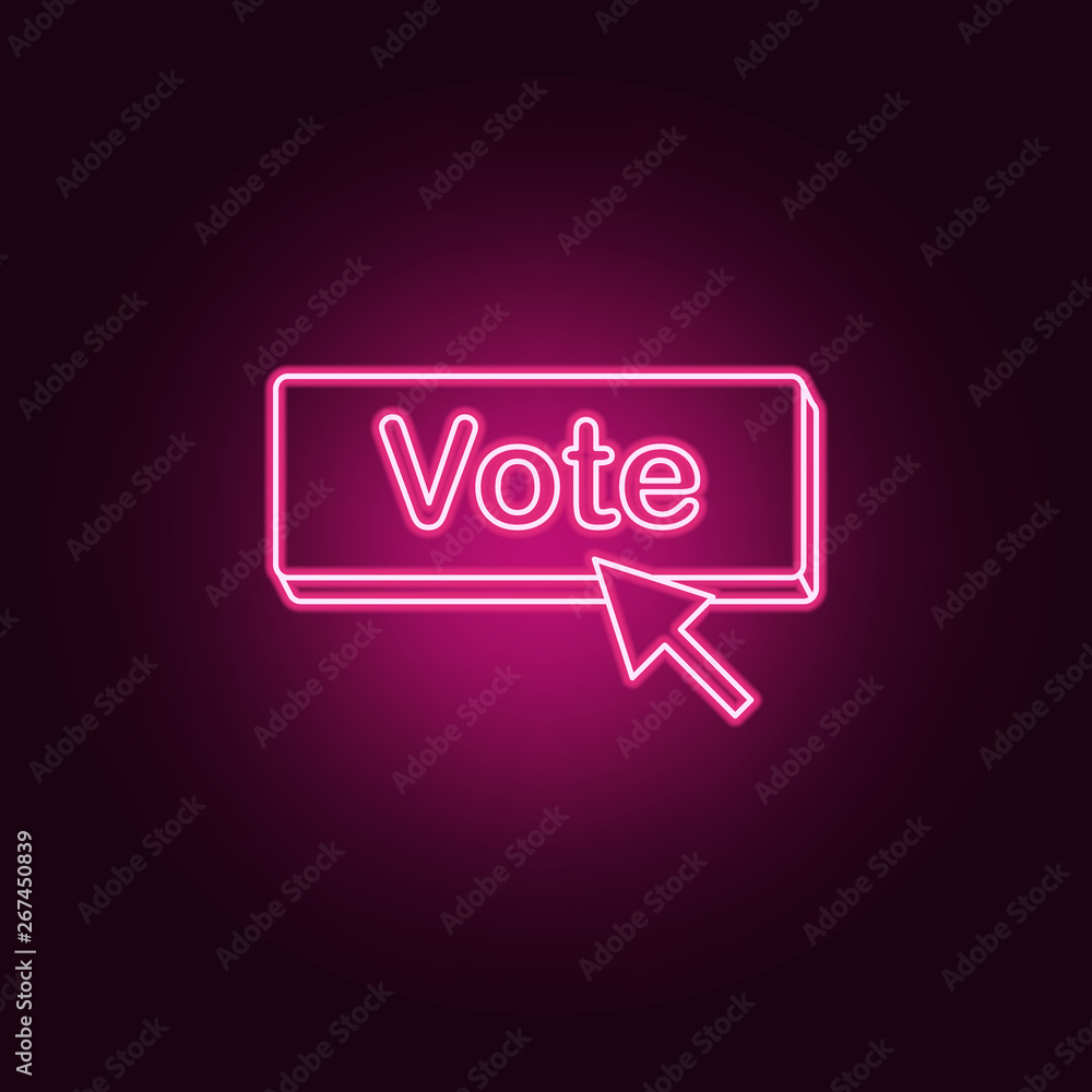 Poster voting button neon icon. elements of election set. simple icon for websites, web design, mobile app,